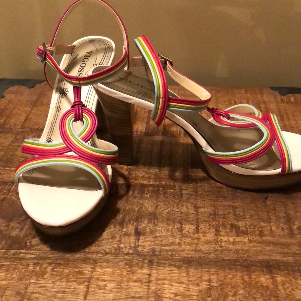 Gisela Vigoss heeled Sandal Size 8 rainbow